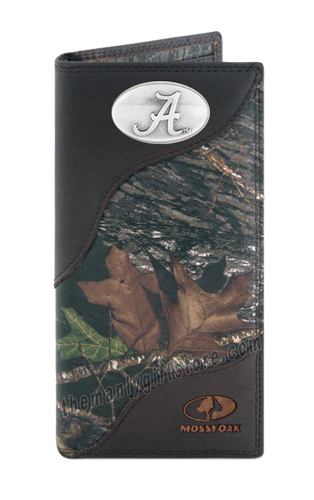 Alabama Crimson Tide Mossy Oak Camo Zep Pro Leather Roper Wallet
