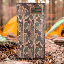 Load image into Gallery viewer, USA Flag Roper Secretary Old School Brown Camo Leather Wallet