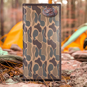 Lab Roper Secretary Old School Brown Camo Leather Wallet