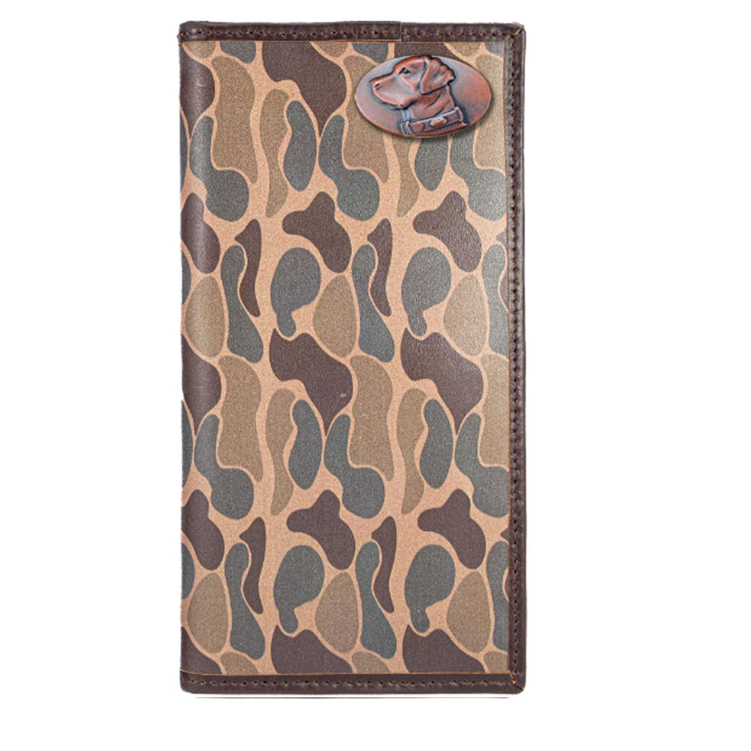 Lab Roper Secretary Old School Brown Camo Leather Wallet