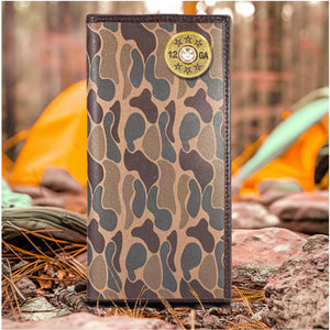 Shotgun Shell Roper Secretary Old School Brown Camo Leather Wallet
