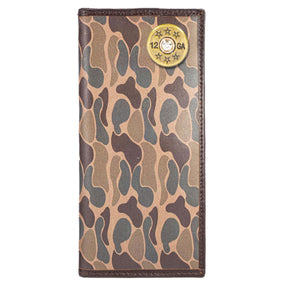 Shotgun Shell Roper Secretary Old School Brown Camo Leather Wallet