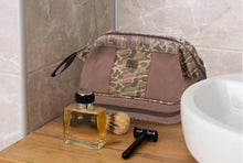Load image into Gallery viewer, UDSA Flag Brown Waxed Canvas Old School Camo Toiletry Dopp Bag
