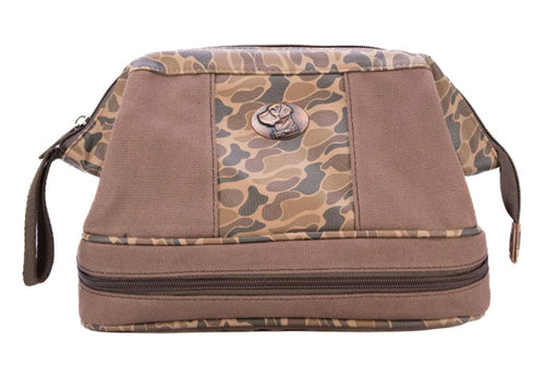 Lab Brown Waxed Canvas Old School Camo Toiletry Dopp Bag