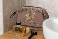 Load image into Gallery viewer, Shotgun Shell Brown Waxed Canvas Old School Camo Toiletry Dopp Bag