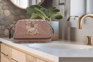 Shotgun Shell Brown Waxed Canvas Old School Camo Toiletry Dopp Bag