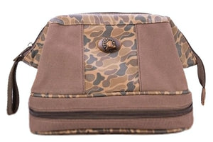 Turkey Brown Waxed Canvas Old School Camo Toiletry Dopp Bag