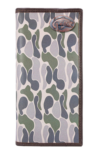 Bass Roper Secretary Old School Green Camo Leather Wallet