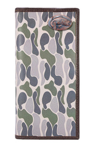 Bass Roper Secretary Old School Green Camo Leather Wallet