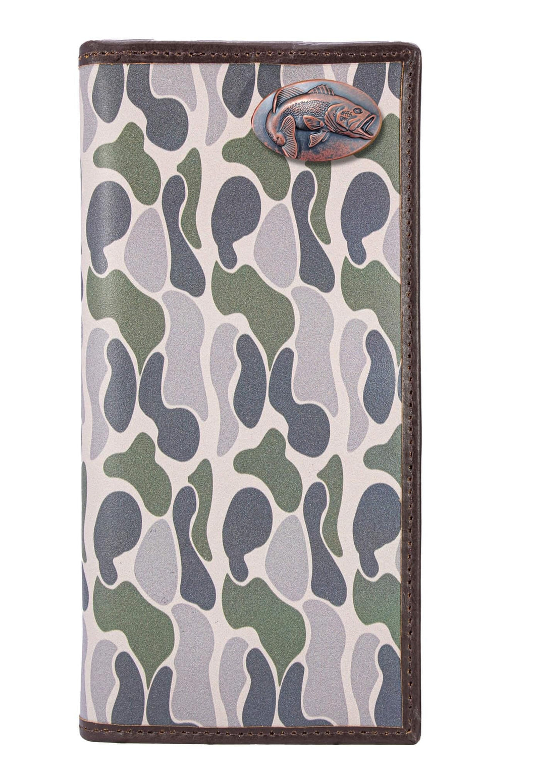 Bass Roper Secretary Old School Green Camo Leather Wallet