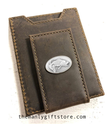 Bass Fish Leather Front Pocket Wallet