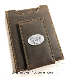 Buck Deer Leather Front Pocket Wallet