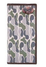 Load image into Gallery viewer, Buck Deer Roper Secretary Old School Green Camo Leather Wallet