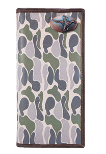 Duck Roper Secretary Old School Green Camo Leather Wallet