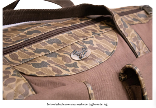 Buck Brown Waxed Canvas Old School Camo Weekender Bag