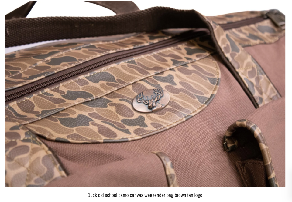 Buck Brown Waxed Canvas Old School Camo Weekender Bag