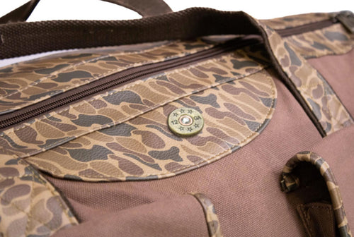 Shotgun Shell  Waxed Canvas Old School Camo Weekender Bag