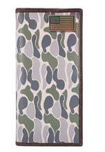 Load image into Gallery viewer, USA Flag Roper Secretary Old School Green Camo Leather Wallet