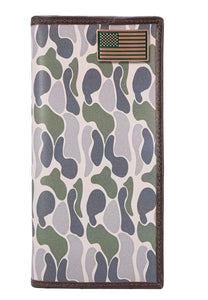 USA Flag Roper Secretary Old School Green Camo Leather Wallet