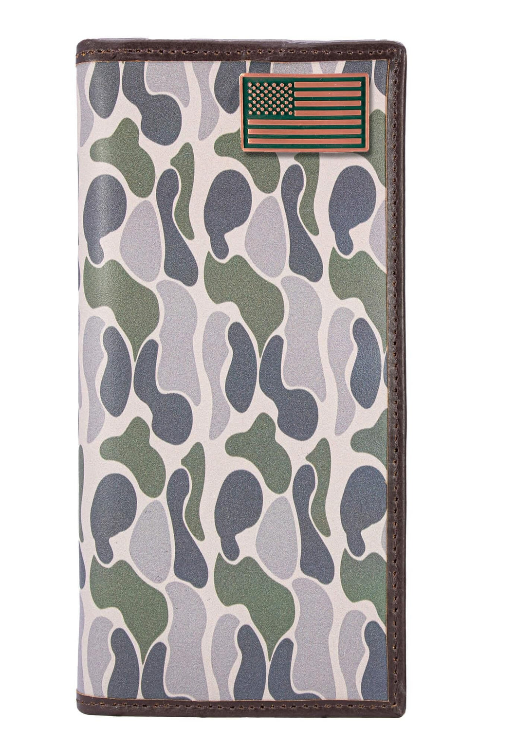 USA Flag Roper Secretary Old School Green Camo Leather Wallet