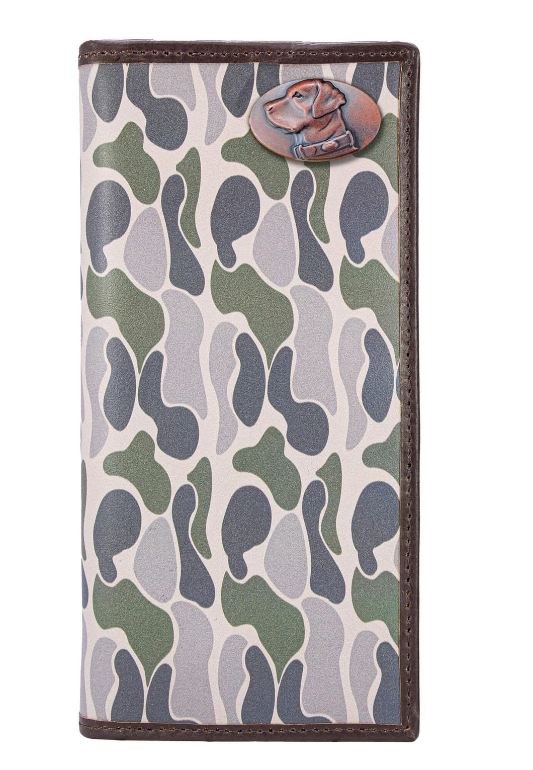 Lab Roper Secretary Old School Green Camo Leather Wallet