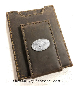 Marlin Fish Leather Front Pocket Wallet