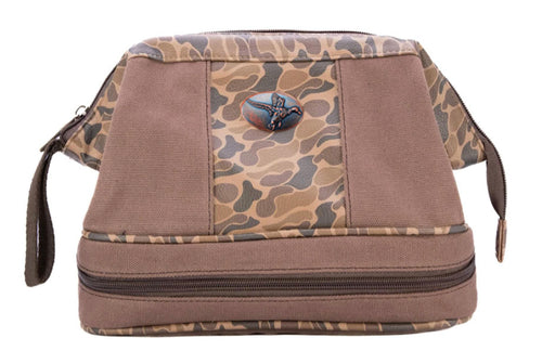 Duck Brown Waxed Canvas Old School Camo Toiletry Dopp Bag