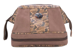 Duck Brown Waxed Canvas Old School Camo Toiletry Dopp Bag