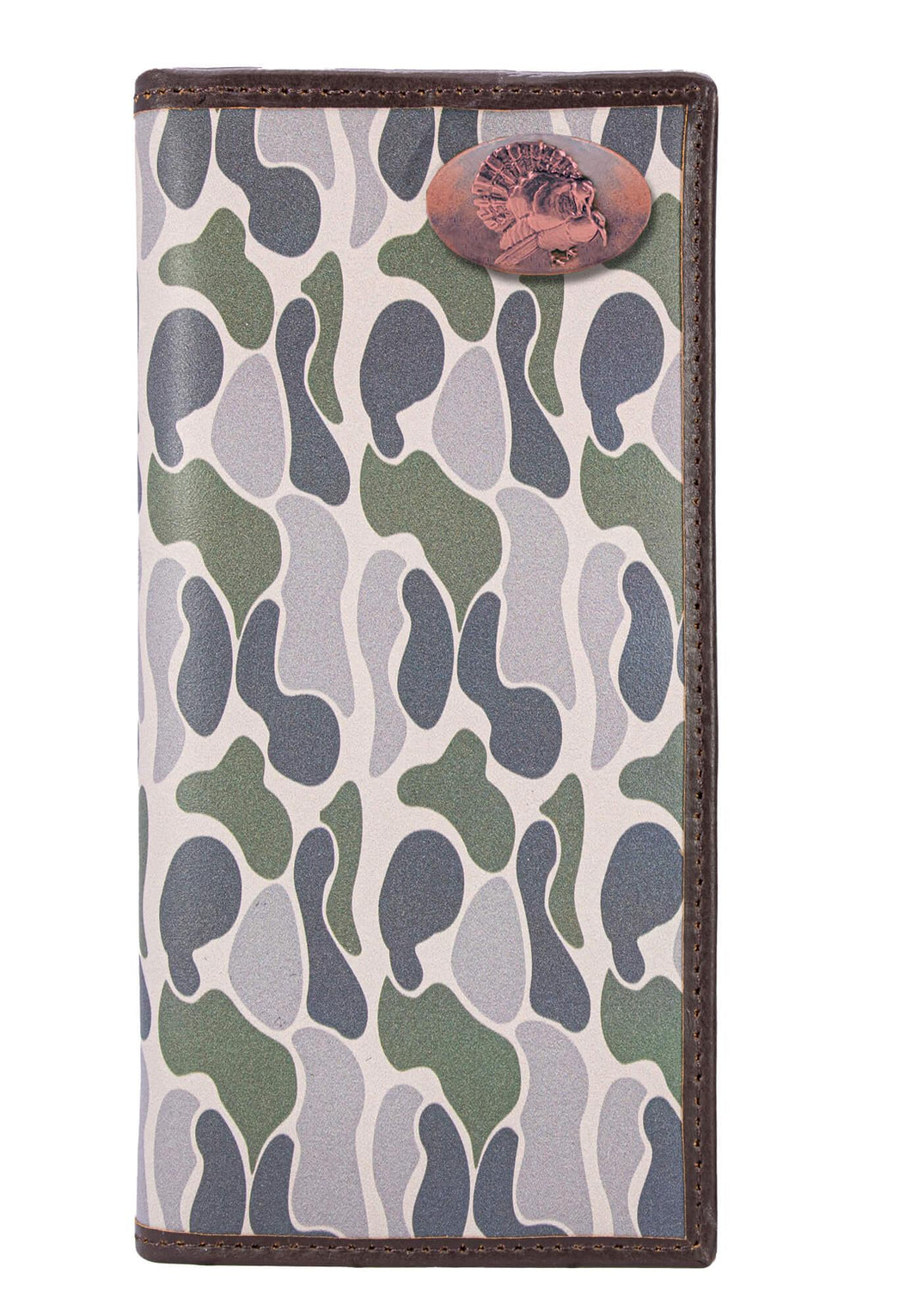 Turkey Roper Secretary Old School Green Camo Leather Wallet