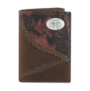 Texas A&M Aggies Fence Row Camo Genuine Leather Trifold Wallet