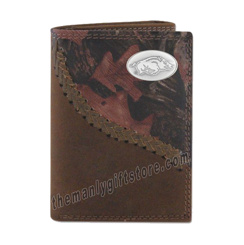 Arkansas Razorbacks Fence Row Camo Leather Trifold Wallet