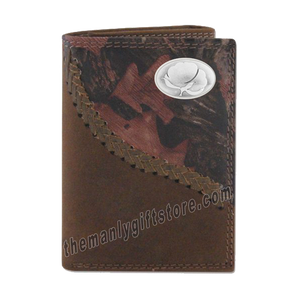 Cotton Logo Fence Row Camo Genuine Leather Trifold Wallet
