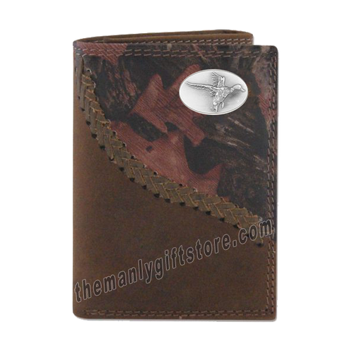 Flying Duck Fence Row Camo Genuine Leather Trifold Wallet