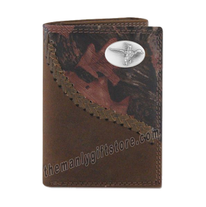 Flying Duck Fence Row Camo Genuine Leather Trifold Wallet
