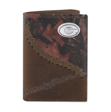 Load image into Gallery viewer, Georgia Bulldogs Fence Row Camo Genuine Leather Trifold Wallet