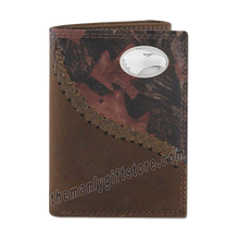 Load image into Gallery viewer, Georgia Southern Eagles Fence Row Camo Genuine Leather Trifold Wallet