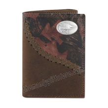 Load image into Gallery viewer, Marlin Saltwater Fish Fence Row Camo Genuine Leather Trifold Wallet