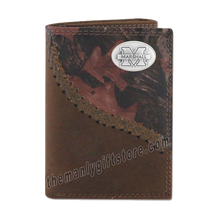 Load image into Gallery viewer, Marshall University Fence Row Camo Genuine Leather Trifold Wallet