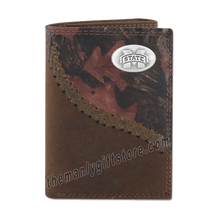 Load image into Gallery viewer, Mississippi State Bulldogs Fence Row Camo Genuine Leather Trifold Wallet