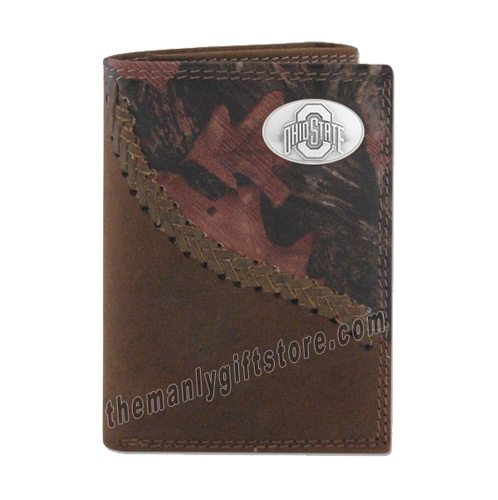 Ohio State Buckeyes Fence Row Camo Genuine Leather Trifold Wallet