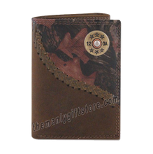 Load image into Gallery viewer, Shotgun Shell Fence Row Camo Genuine Leather Trifold Wallet