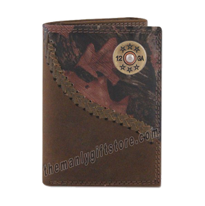 Shotgun Shell Fence Row Camo Genuine Leather Trifold Wallet