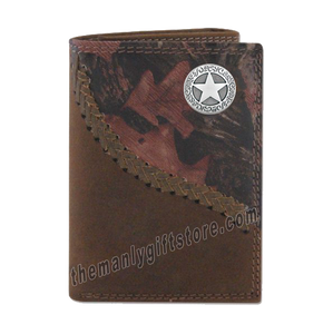 Texas Star Fence Row Camo Genuine Leather Trifold Wallet