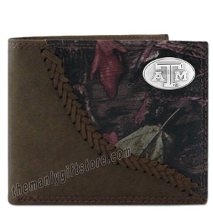 Texas A&M Aggies Fence Row Camo Genuine Leather Bifold Wallet