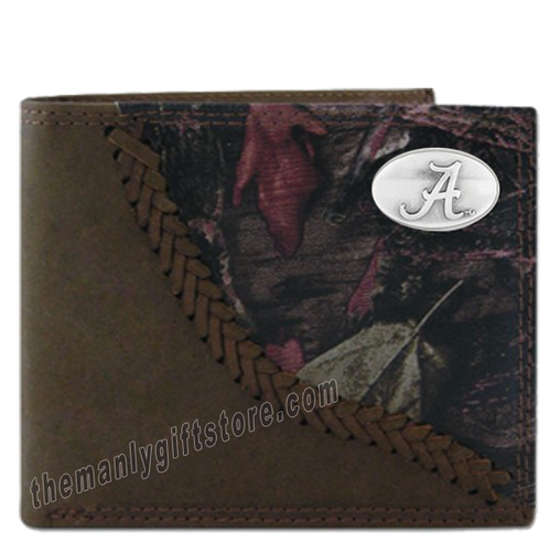 Alabama Crimson Tide Fence Row Camo Leather Bifold Wallet