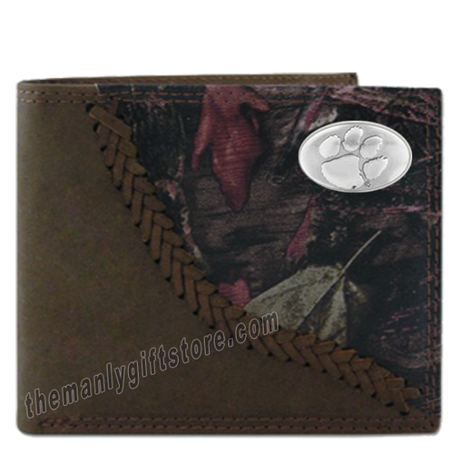 Clemson Tigers Fence Row Camo Genuine Leather Bifold Wallet
