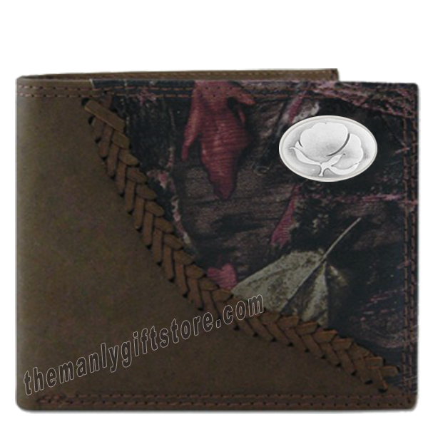 Cotton Logo Fence Row Camo Genuine Leather Bifold Wallet