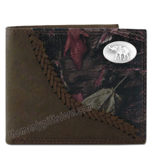 Elephant Alabama Fence Row Camo Genuine Leather Bifold Wallet
