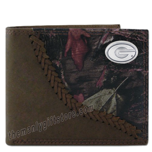Georgia Bulldogs Fence Row Camo Genuine  Leather Bifold Wallet