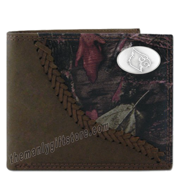 Louisville Cardinals Fence Row Camo Genuine Leather Bifold Wallet
